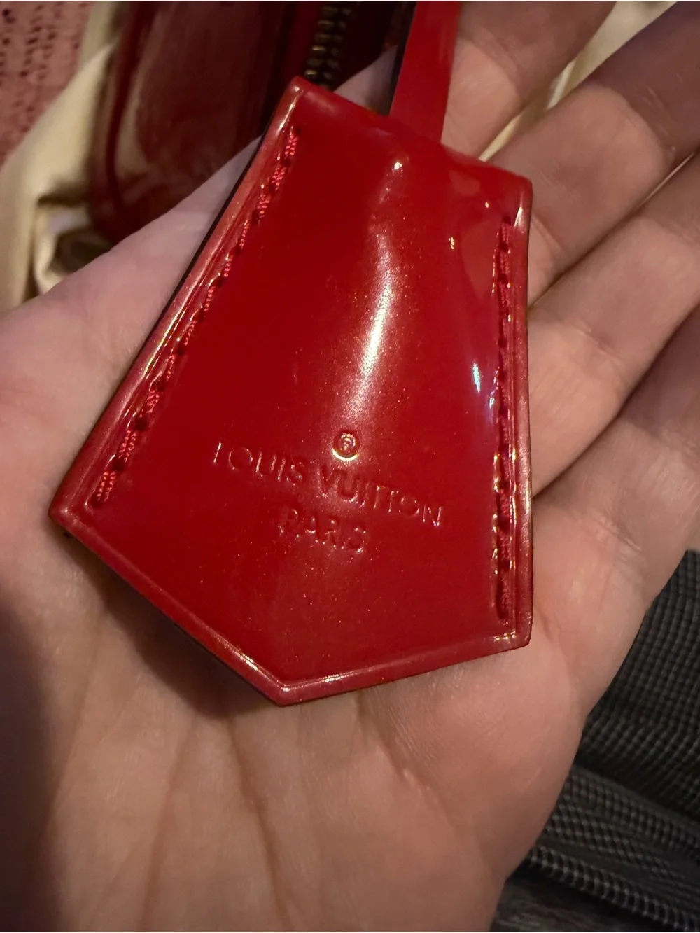 Louis Vuitton Red Patent Alma PM Satchel with Gold-Tone Hardware